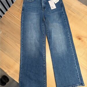 Wide Leg Blue Jeans - Women's Petite Classic Indigo Denim